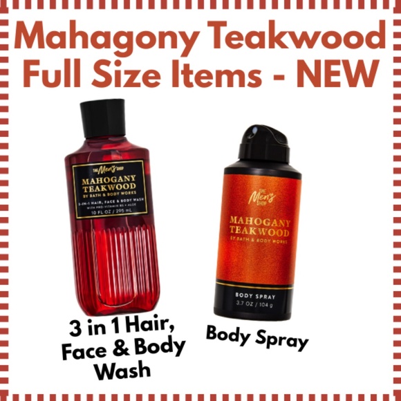 Mahogany Teakwood 3 in 1 - Hair, Face & Body Wash Plus Mahogany Teakwood Spray - Picture 1 of 3